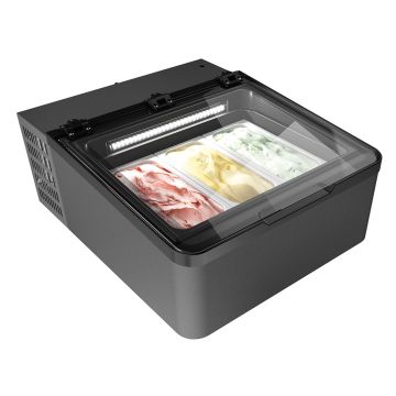 NordCap Auftisch-Eisvitrine MINI CREAM 3V LED GRAU