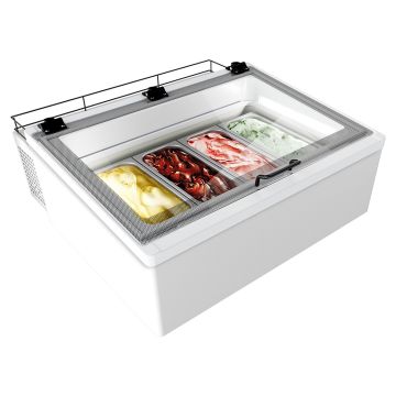 NordCap Auftisch-Eisvitrine MINI CREAM 4V LED WEISS
