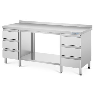 Chromonorm Edelstahl Arbeitstisch 600 MA Schubladen beidseitig
