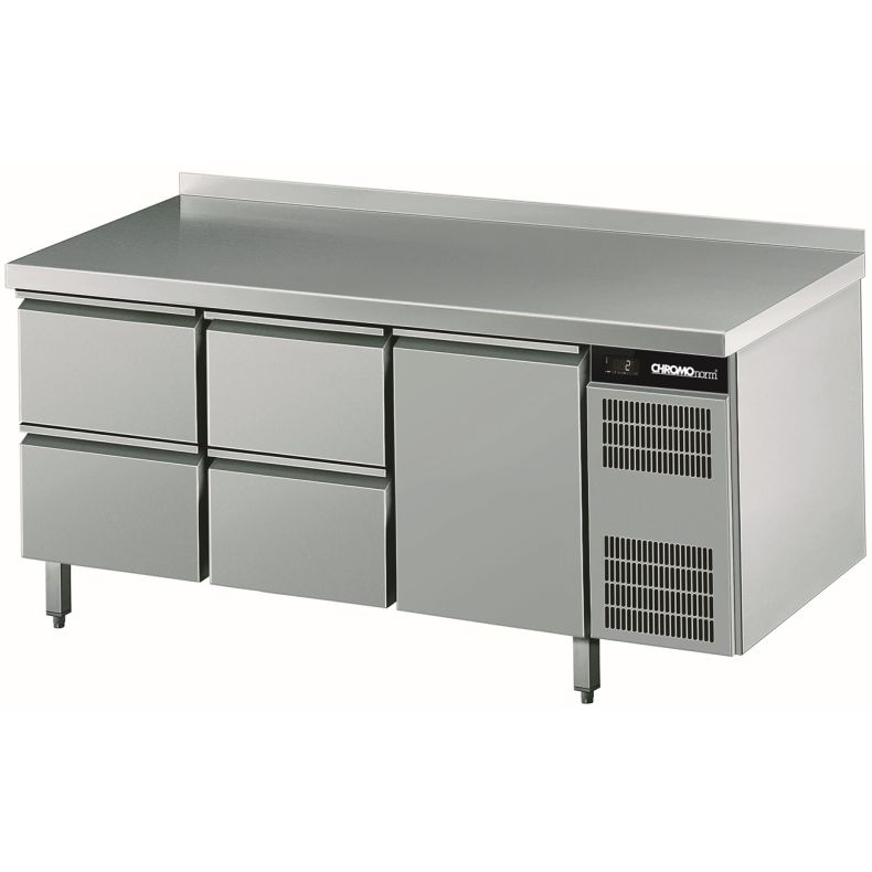 Chromonorm Kühltisch CNS, 1 Tür, 4 Schubladen