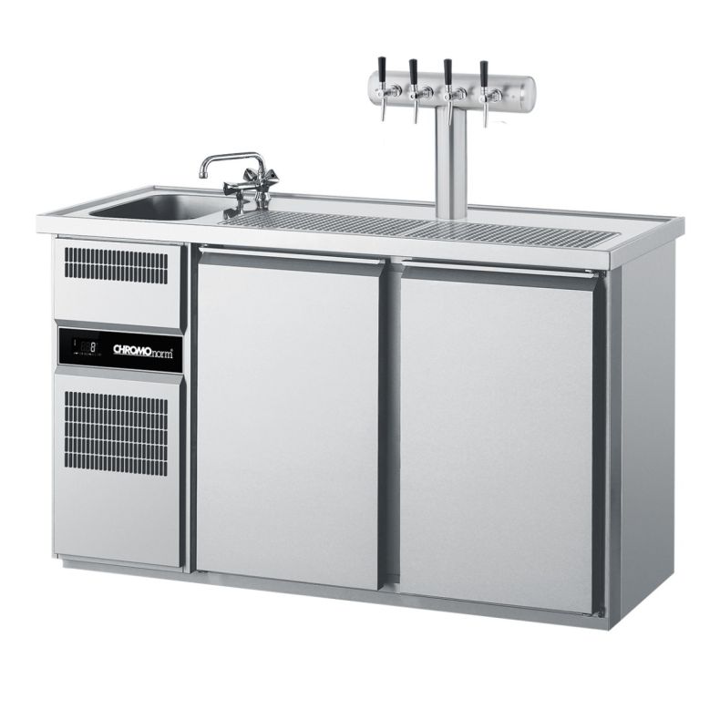 Chromonorm Getränketheke, 1 Becken, 2 Türen
