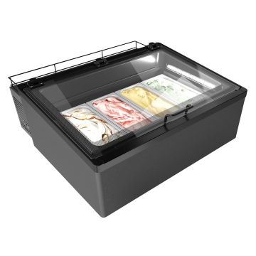 NordCap Auftisch-Eisvitrine MINI CREAM 4V LED GRAU