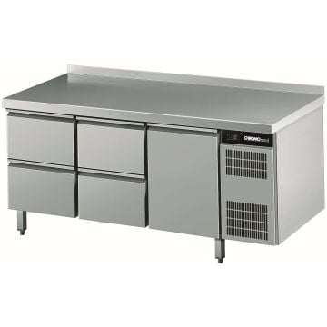 Chromonorm Kühltisch CNS, 1 Tür, 4 Schubladen