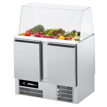 Chromonorm Saladette, 2 Türen, Glasaufsatz